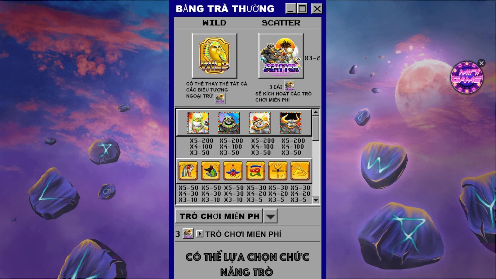 Bảng trả thưởng tương đối cao so với các trò nổ hũ khác