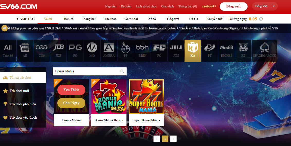 Giới thiệu về trò chơi Bonus maria