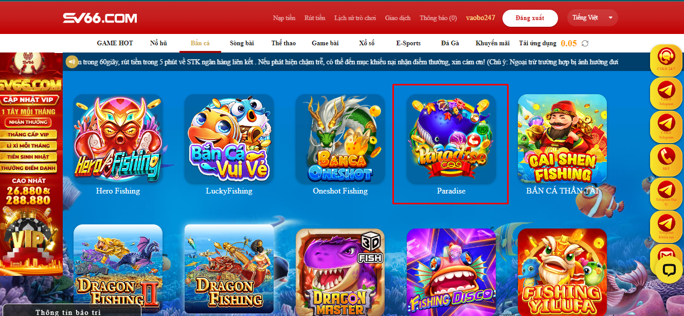 Hướng dẫn chơi Paradise SV66 chi tiết