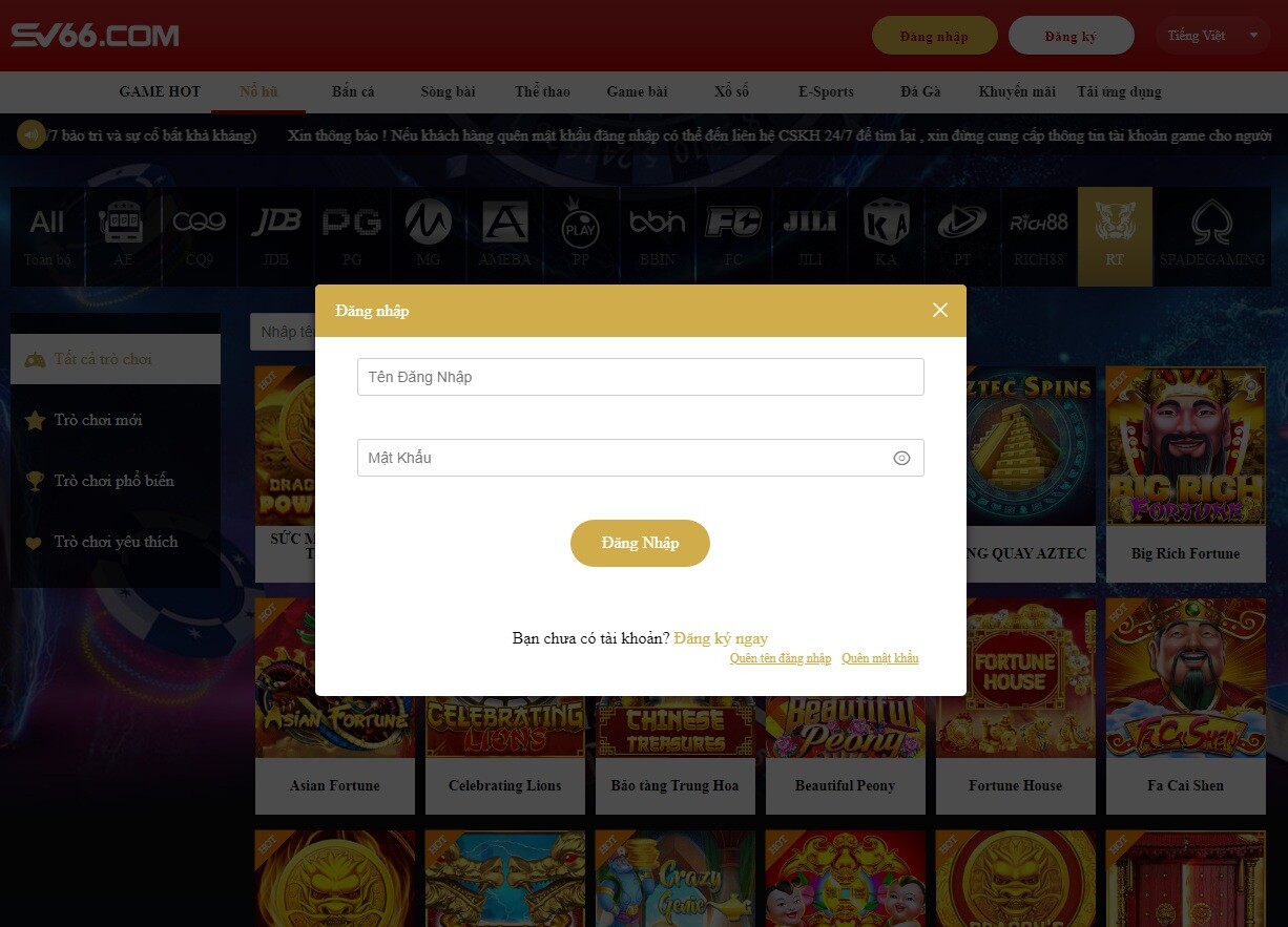 Hướng dẫn đăng nhập tài khoản để trải nghiệm game nổ hũ online