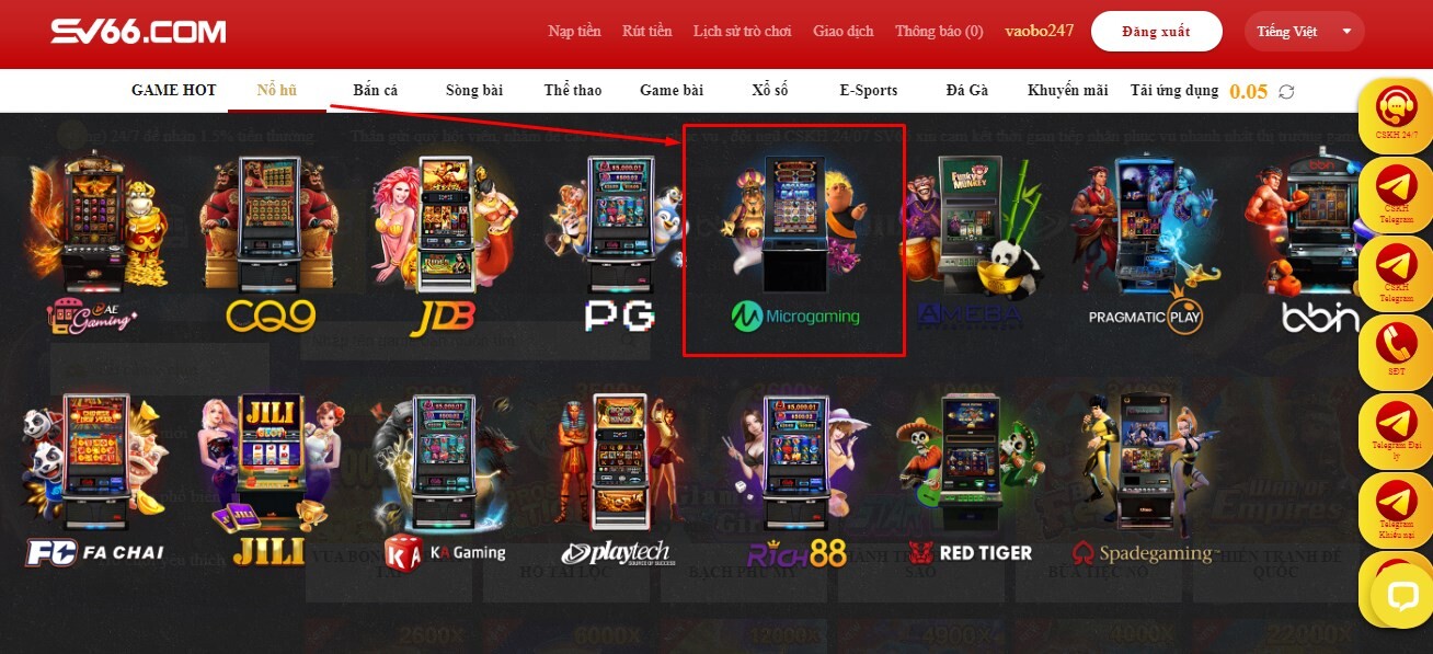 Microgaming SV66 là sảnh nổi bật nhữnga sản phẩm game slot trực tuyến