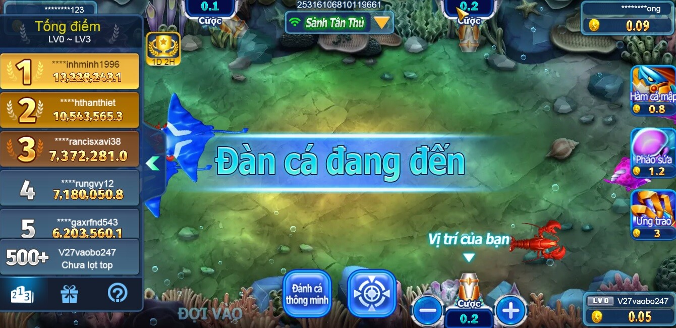 Giao diện khi vào game Dàn sao đánh cá của nhà cái SV66 