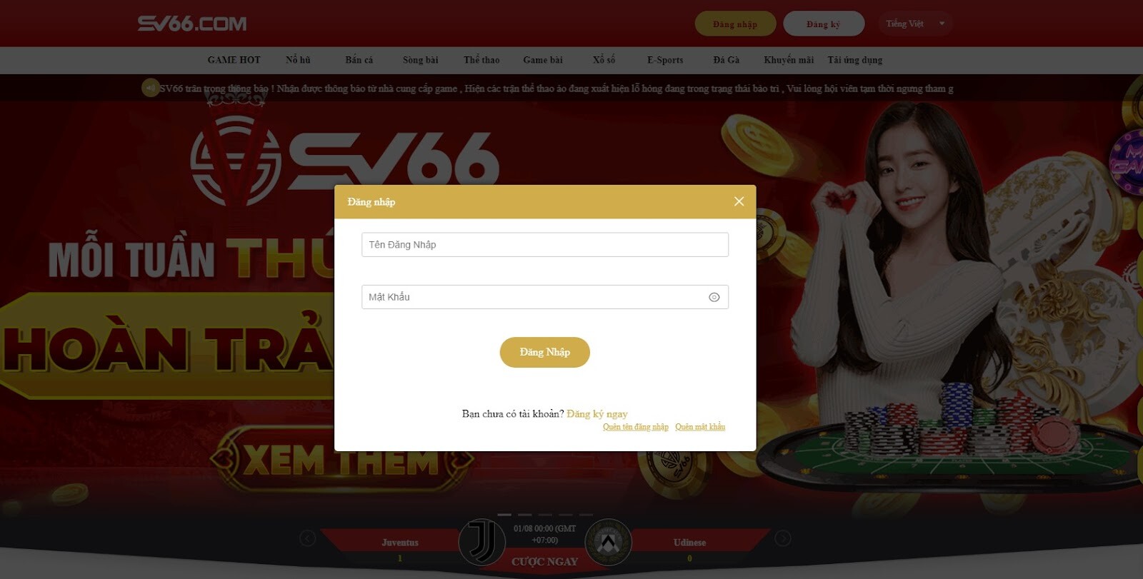 Tiến hành đăng nhập tài khoản để trải nghiệm game Đại Thánh Câu Cá SV66 