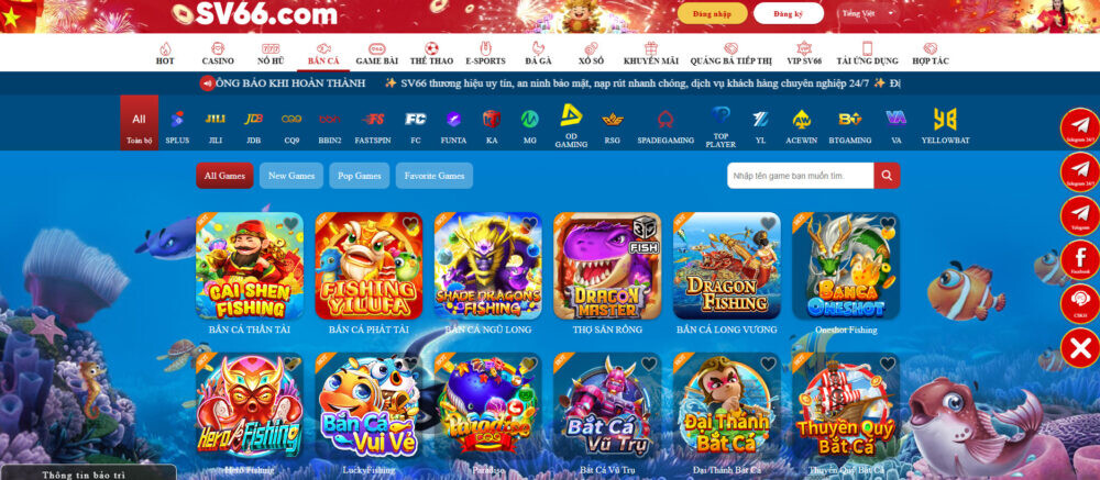 Bắn cá đổi thưởng SV66 là danh mục trò chơi nổi bật nhất tại nhà cái